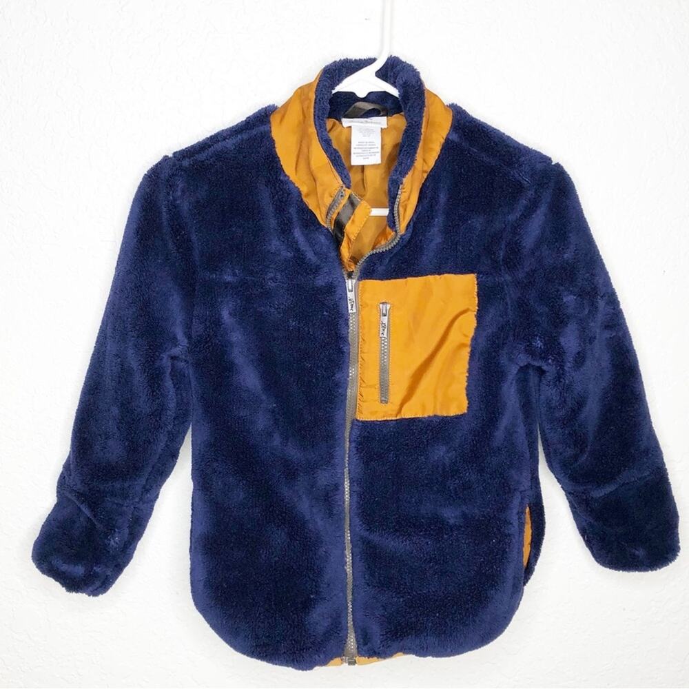 Tommy Bahama navy blue brown fleece full zip coat size Large